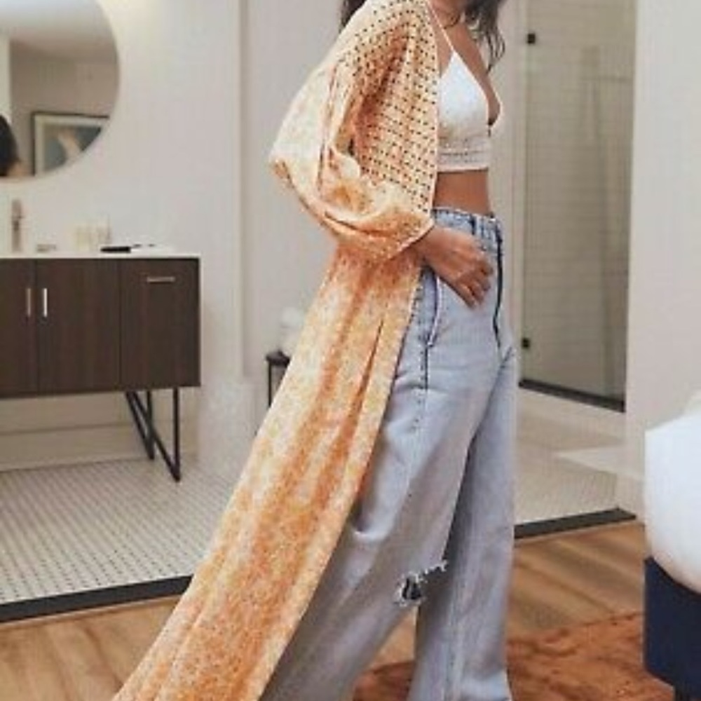Free People Intimately Beaded Kadence Robe Duster Long Maxi Dress Size small